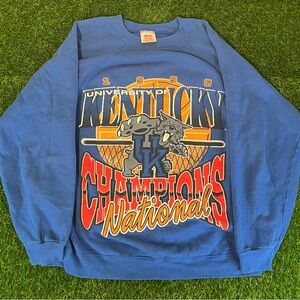 Vintage 90s 1996 NCAA Kentucky Wildcats National Champions Crewneck Mens XL